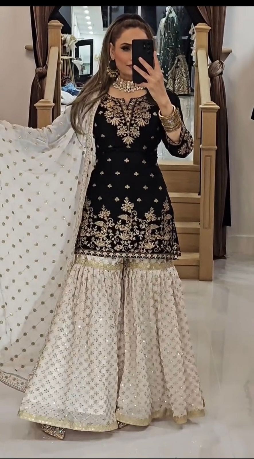 Georgette Embroidered Sharara Suit with Dupatta
